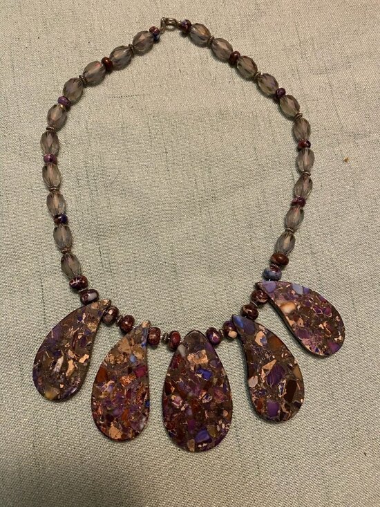 Vintage Lapis Lazuli Beaded Necklace (17") | Deep Blue Gemstone Strand with Gold - Picture 1 of 5